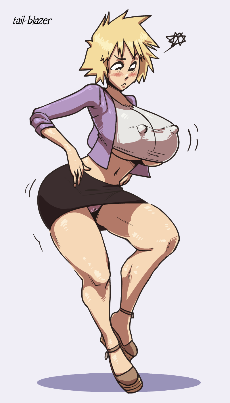 ass, ass expansion, big ass, blush, breast expansion, breast growth, breast growth (enlargement), breasts, clothed, clothing, female, female only, huge breasts, mature female, milf, mitsuki bakugou, mother, my hero academia, shounen jump, tail-blazer, wide hips