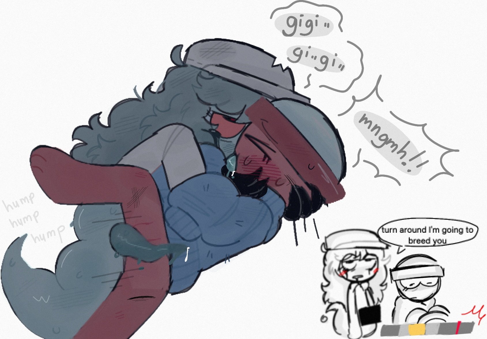 cloudyhehe, connie (dandy's world), dandy's world, futa on female, futanari, ghost girl, gigi (dandy's world), humping, kissing, long tongue, making out