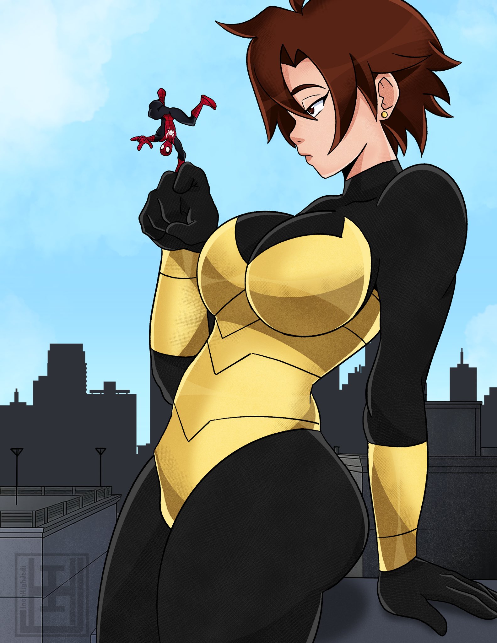 1boy, 1boy1girl, 1girls, ant-man (series), avengers, big ass, big breasts, big thighs, bigger female, breasts, curvaceous, curvy, curvy figure, digital media (artwork), female, giant female, giantess, height difference, hips, hourglass figure, huge ass, huge breasts, huge thighs, inchhighjedi, janet van dyne, large ass, large breasts, large thighs, larger female, legs, light skin, light-skinned female, light-skinned male, macro, macro female, male, male/female, marvel, marvel comics, mature, mature female, peter parker, shorter male, size difference, slim waist, smaller male, spider-man, spider-man (series), straight, taller female, thick, thick hips, thick legs, thick thighs, thighs, voluptuous, waist, wasp (marvel), wide hips, wide thighs