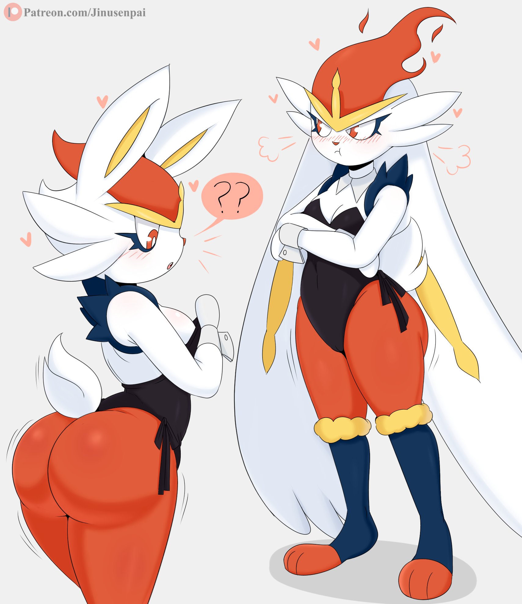 ?, 1girls, anthro, anthrofied, artist name, ass, big ass, big breasts, big ears, blue fur, blush, bottom heavy, breasts, bunny ears, bunnysuit, cinderace, cleavage, clothing, crossed arms, feet, female, female only, fur, furry, furry only, gigantamax cinderace, gigantamax pokemon, half-closed eyes, heart, heavy breathing, jinu, large ass, leotard, long ears, looking away, mammal, nintendo, orange eyes, orange fur, patreon, paws, pokemon, pokemon ss, pose, pout, shadow, sideboob, small breasts, solo, standing, tail, text, thick thighs, url, video games, watermark, white fur, wide hips