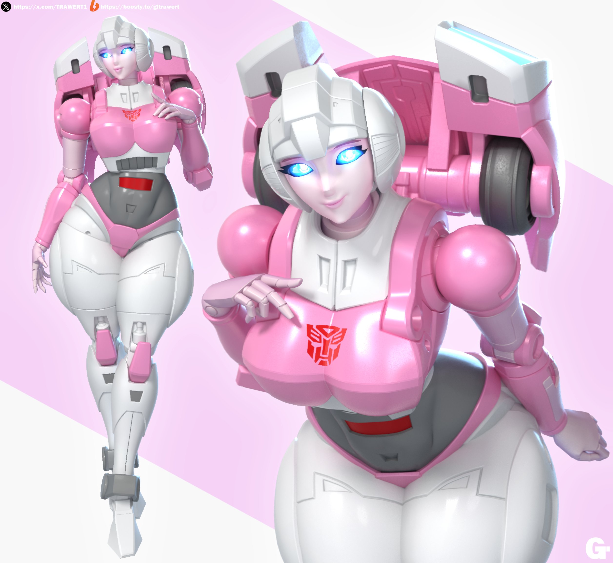 1girls, 3d, arcee, arcee (g1), robot, robot girl, solo, thick thighs, transformers, transformers g1, trawert