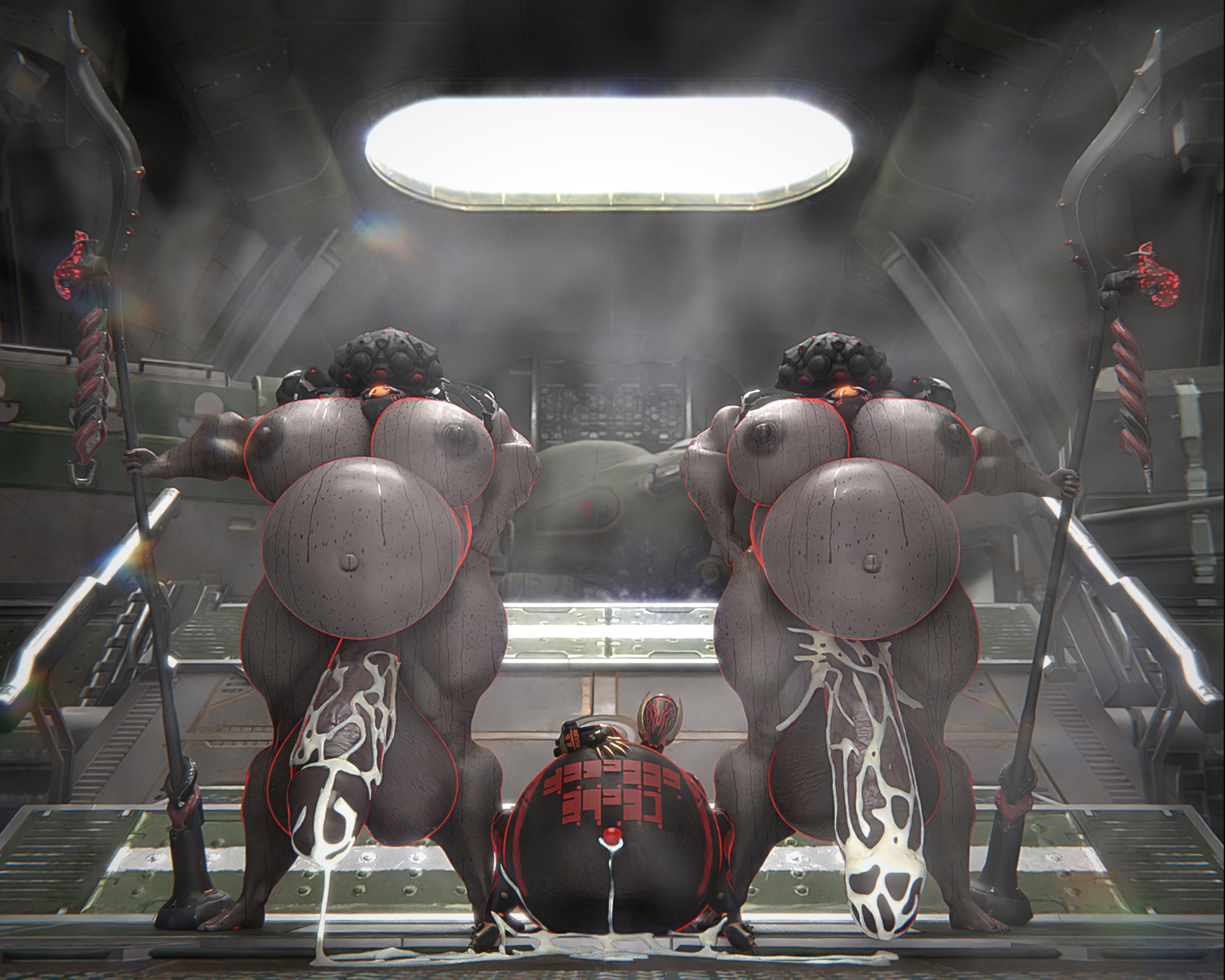 3d, bbw, big ass, big breasts, big penis, breasts, bubble butt, cleavage, cumflation, female, futanari, grineer, huge ass, huge breasts, huge cock, nipples, overweight, penis, qzk forte, tagme, thick thighs, valkyr (warframe), warframe, wide hips