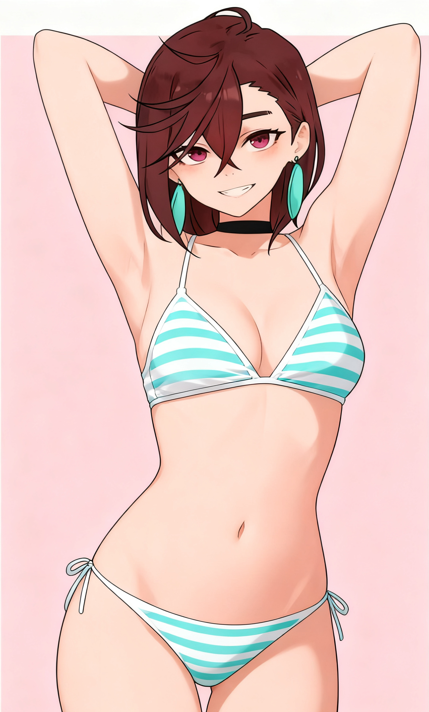 ai generated, ayase momo, bikini, dandadan, solo female, striped panties