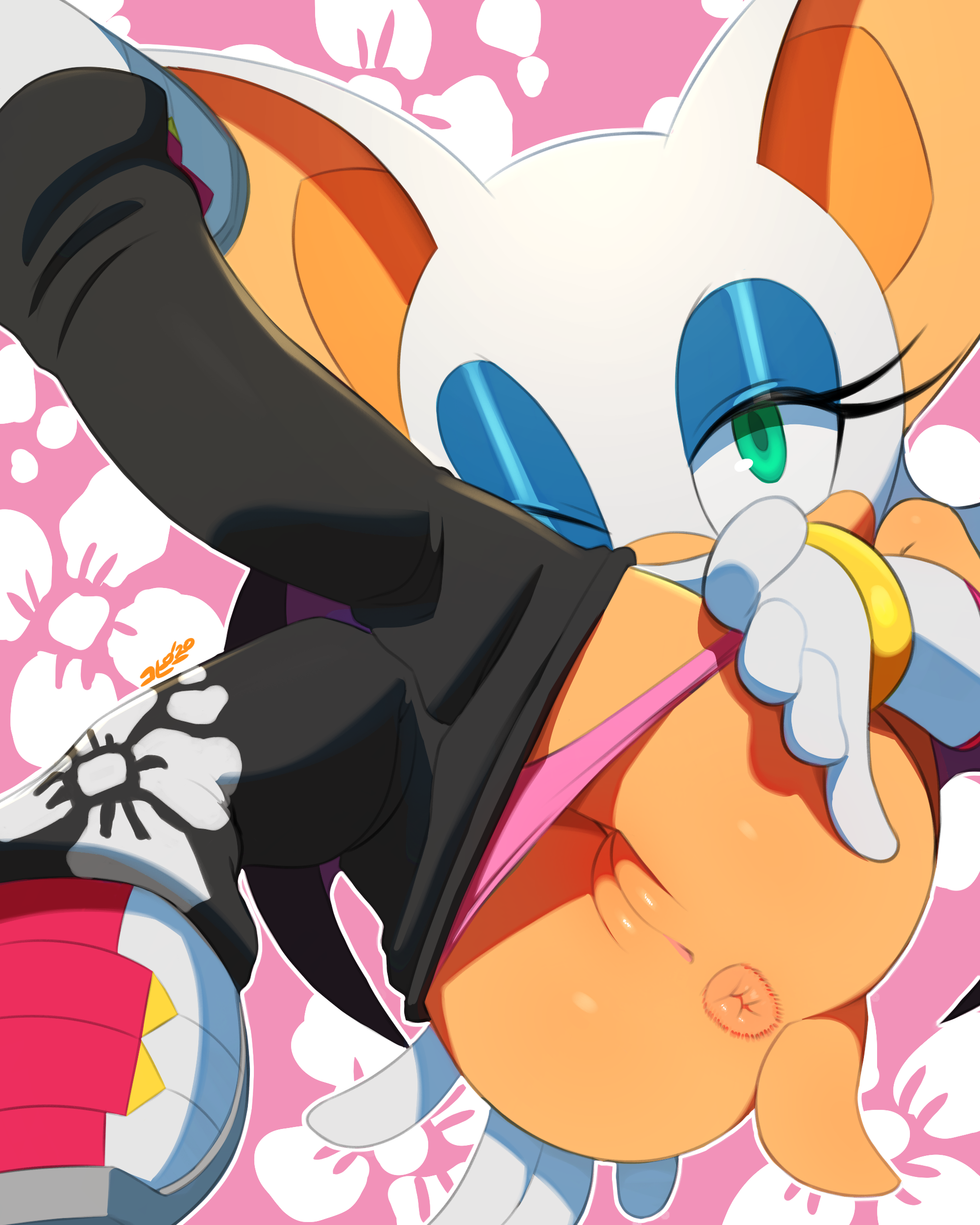 1girl, 2020, anal, anal invitation, anal suggest, anthro, anus, ass, clothing, female, female only, fur, furry, furry only, hi res, looking at viewer, panties down, pink background, pink panties, presenting hindquarters, puffy anus, pussy, rouge the bat, rouge the rider, sega, shortstack, solo, sonic (series), sonic riders, tail, thehumancopier, wink
