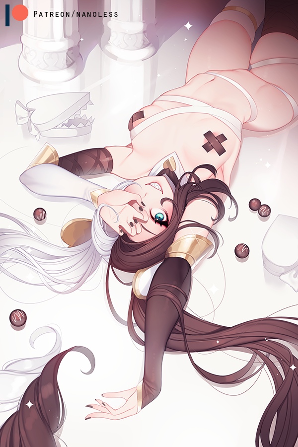 1girls, black hair, blue eyes, breasts, female, female only, jinx (league of legends), league of legends, long hair, looking at viewer, nanoless, riot games, small breasts, smiling, smiling at viewer, solo, solo female, stockings, white hair