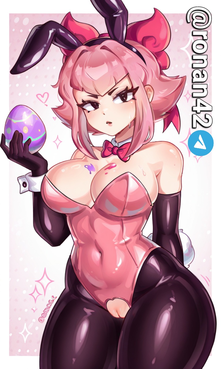 ai generated, brawl stars, bunny ears, bunny girl, bunnysuit, female, latex, melodie (brawl stars), pussy, ronan42