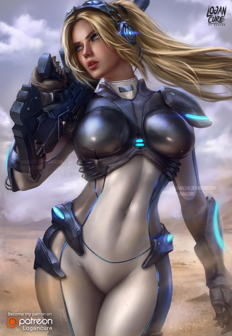 1girls, big breasts, blonde hair, blue eyes, breasts, female, female only, heroes of the storm, light skin, light-skinned female, logan cure, looking away, nova (starcraft), pony tail, ponytail, sniper rifle, solo, solo female, starcraft, starcraft 2