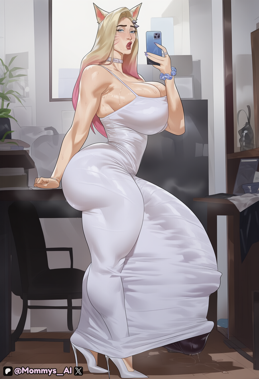1futa, absurd res, absurdly large cock, ahri, ai generated, ass, big ass, big breasts, big penis, breasts, curvy, dress, dress bulge, futanari, high resolution, highres, holding object, huge ass, huge balls, huge breasts, huge cock, k/da all out ahri, k/da all out series, league of legends, looking at viewer, mommysai, nipples visible through clothing, penis, penis bulge, precum, precum drip, selfie, selfie pose, thick ass, thick thighs, thighs, voluptuous