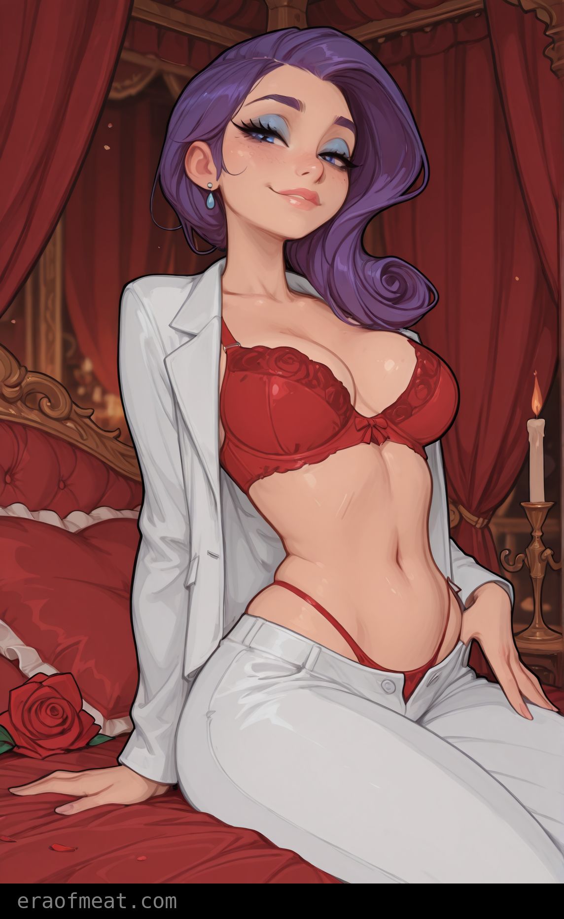 ai generated, bra, eraofmeat, meat master, my little pony, rarity (mlp), suit