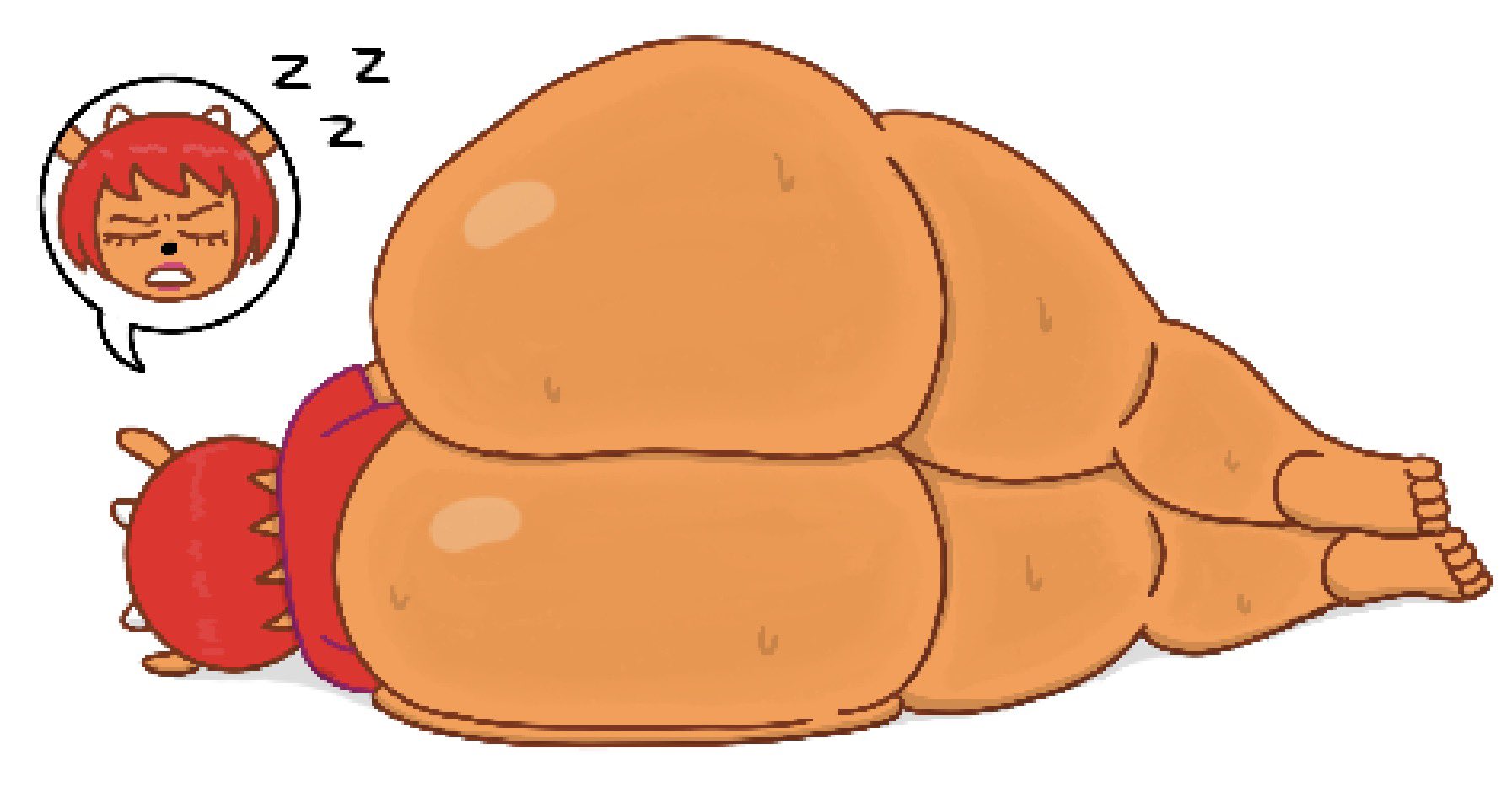 1girls, 2026, 2d, 2d (artwork), 2d artwork, anthro, ass, ass bigger than head, ass focus, big ass, bovid, bovine, digital art, digital drawing (artwork), digital media (artwork), fat ass, feet, furry, furry female, lammy lamb, lipstick, no pants, orange fur, pantsless, parappa the rapper, red hair, sheep, sheep girl, sleeping, solo, sony corporation, sony interactive entertainment, tagme, theslashfive, um jammer lammy