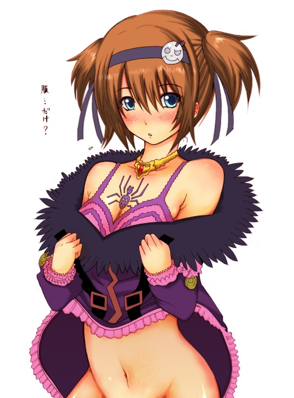 aqua_eyes blush bottomless bra breasts brown_hair cleavage hair_ribbon hair_ribbons lingerie namco no_panties open_clothes open_shirt ribbon ribbons rita_mordio shiina_you_(tomoshibi) shirt short_hair tales_of_(series) tales_of_vesperia tattoo tied_hair tomo_shibi twintails underwear