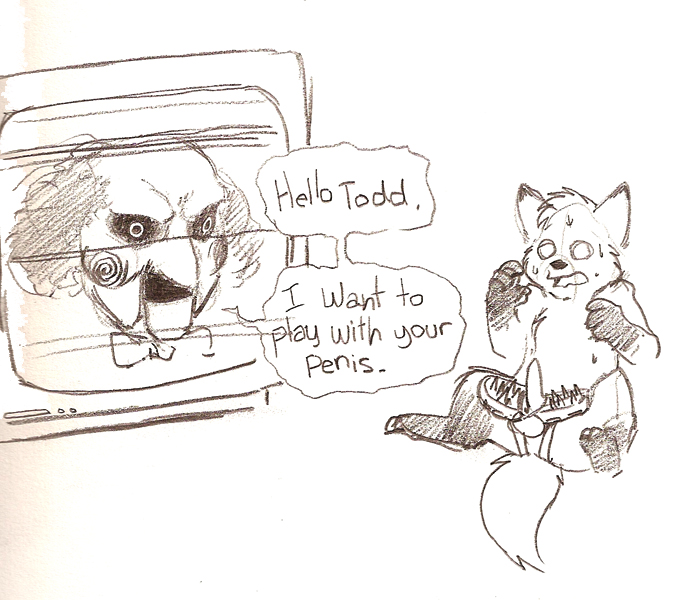 1boy billy_the_puppet cbt cock_and_ball_torture crossover disney first_porn_of_franchise imminent_cbt male_only meesh monochrome penis saw_(series) sketch the_fox_and_the_hound tod_(fath) weird_crossover