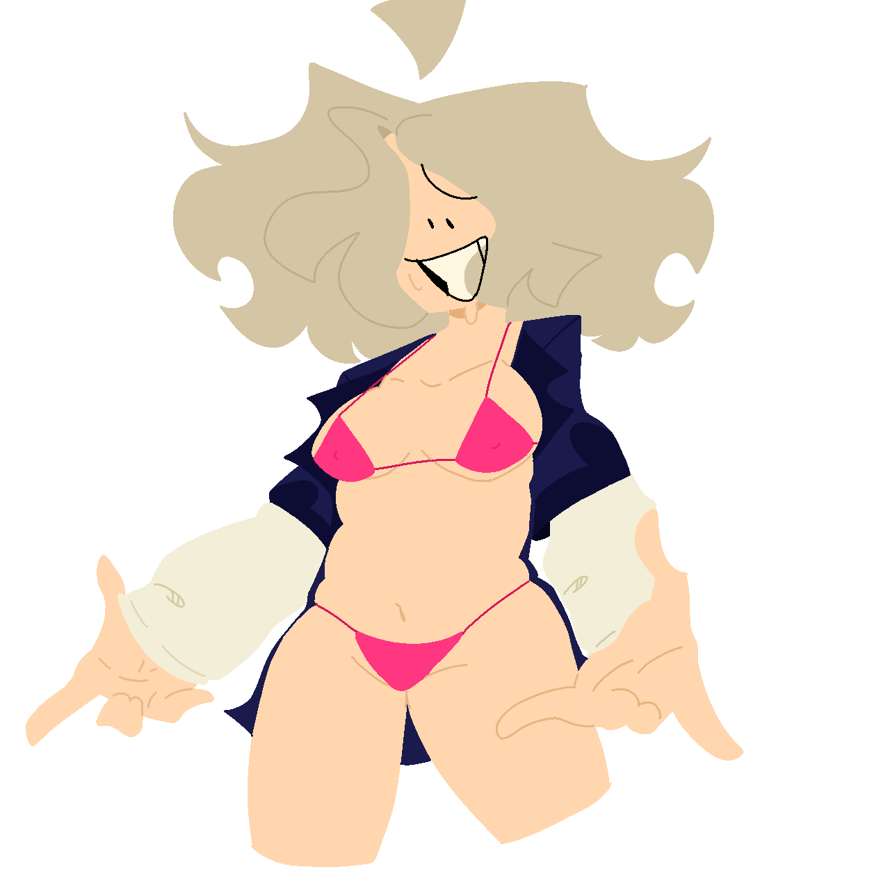 bikini blonde_hair neon_pink oc thick_thighs