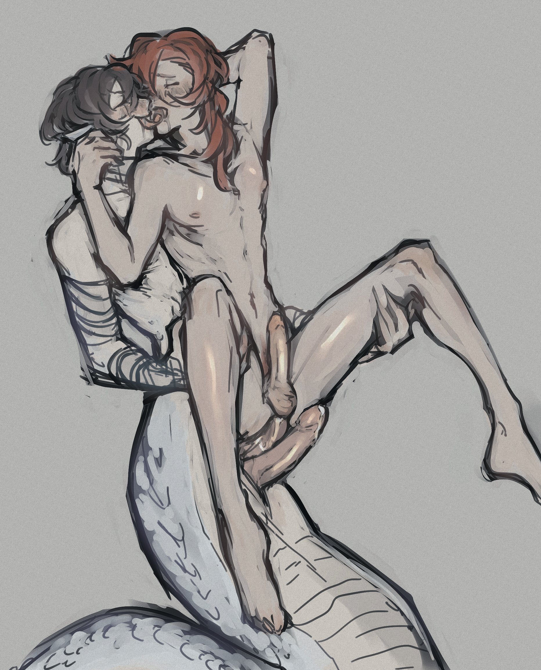 anal, bungo stray dogs, bungou stray dogs, chuuya nakahara, dazai osamu, diphallia, diphallism, gay, male, male only, merfolk, merman, multi genitalia, multi penis, paparzifalbae, penis, yaoi