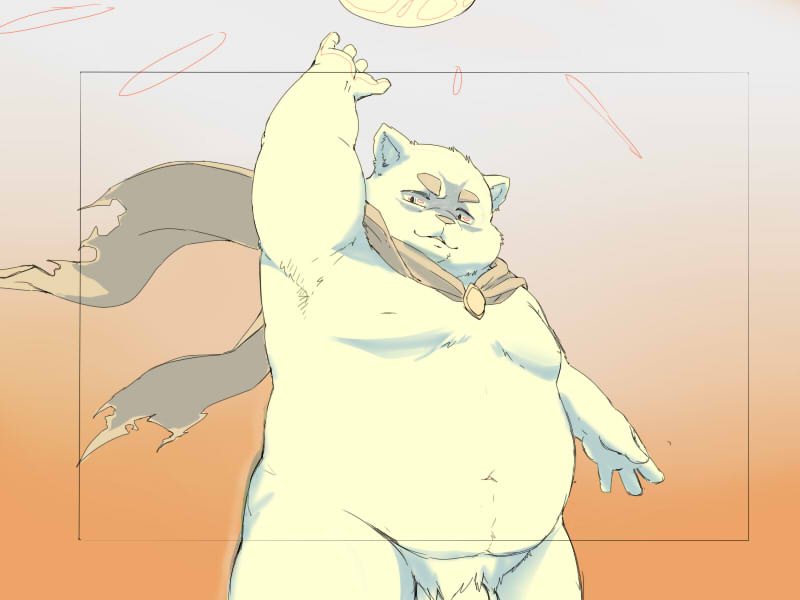 2019 4:3 anthro belly genitals humanoid_hands inunoshippo kemono male male_only mammal moobs nipples overweight overweight_male penis solo