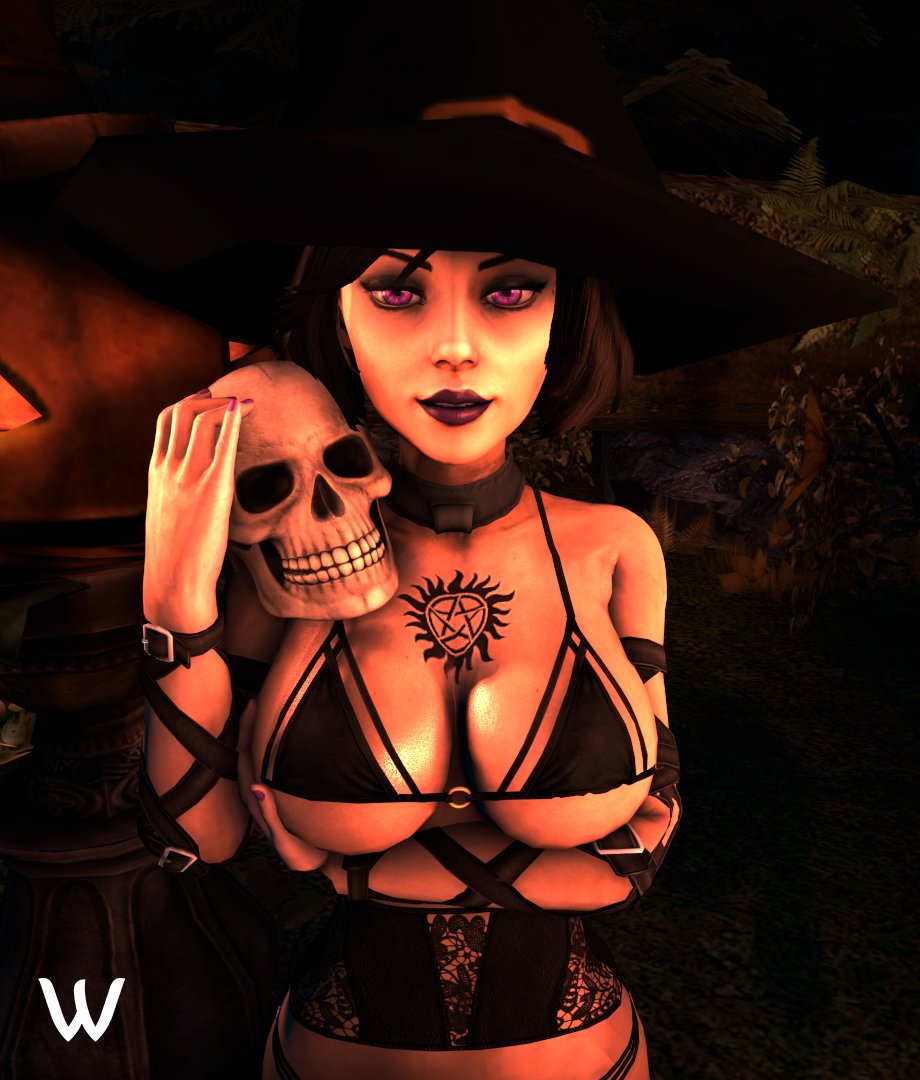 1girls, 3d, big breasts, bioshock, bioshock infinite, black hair, breasts, busty, cleavage, elizabeth comstock, eyelashes, eyeliner, eyeshadow, female, female focus, female only, goth, hourglass figure, huge breasts, large breasts, light skin, light-skinned female, lipstick, long hair, makeup, mascara, micro bikini, nail polish, overflowing breasts, pale skin, pale-skinned female, pinup, pose, posing, purple eyes, skull, solo, spell, tattoo, wide hips, wildynsfw, witch, witch hat