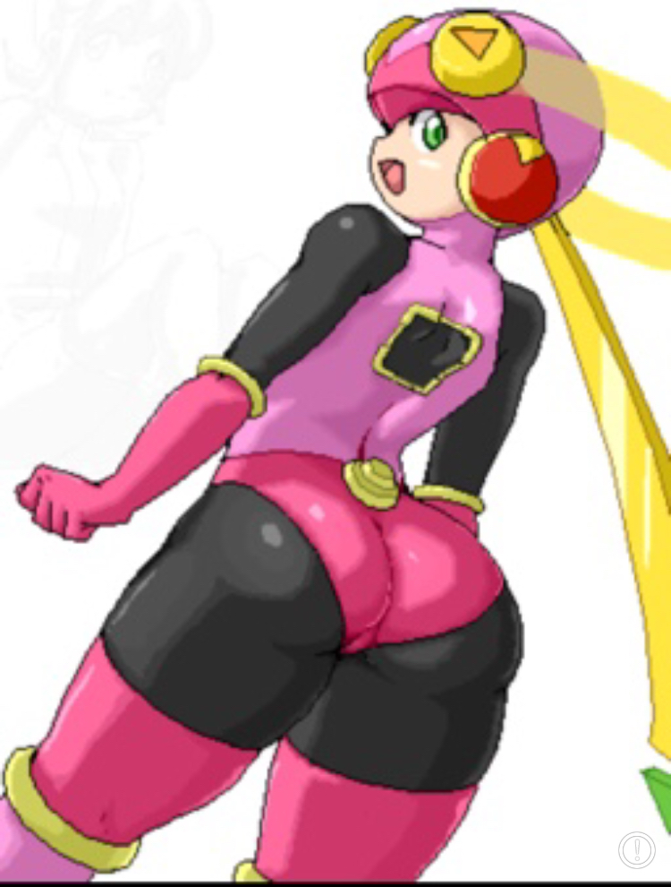 1girls ass big_ass blonde_hair bodysuit capcom from_behind gloves helmet looking_at_viewer mega_man mega_man_battle_network netnavi rockman rockman_exe roll.exe smile solo stockings