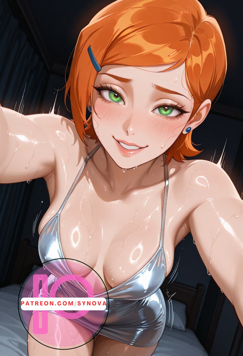 ai generated, armpits, ben 10, big ass, big breasts, breasts, female, ginger, gwen tennyson, gwen tennyson (classic), orange hair, ryuuziken01, short hair