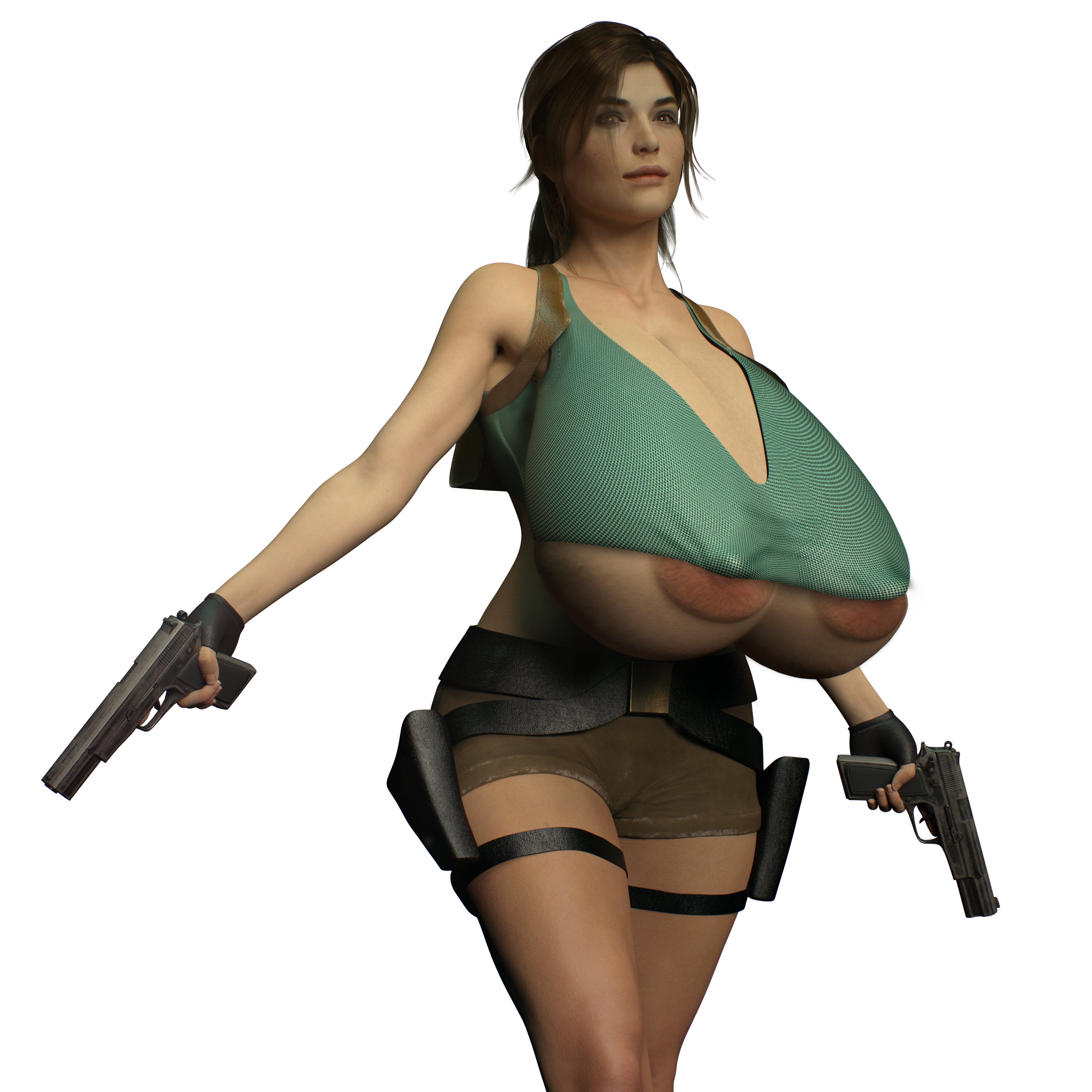 1girls, 3d, areolae, breasts, british, brown eyes, brown hair, embracer group, european, female, female only, fuckhead, huge breasts, hyper breasts, lara croft, lara croft (survivor), looking at viewer, nipples, ponytail, solo, tomb raider, tomb raider (survivor)