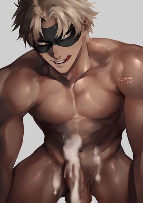 bara cum fatgum kzhma male_only mask muscles my_hero_academia painting_(artwork) taishiro_toyomitsu tongue toyomitsu_taishirou