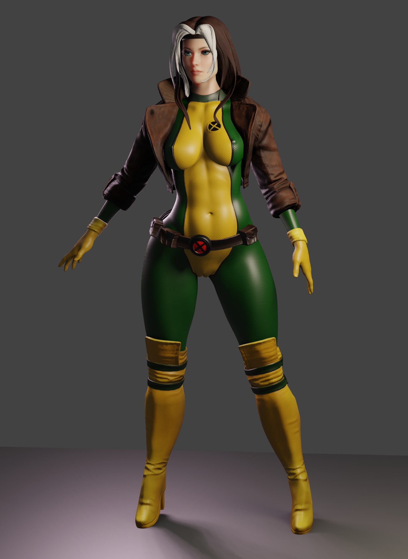 1girls, 3d, 3d (artwork), anna marie, cameltoe, cleavage, erect nipples, female, female only, headband, high heels, marvel, marvel comics, mavixtious, nipples, pussy, rogue (x-men), solo, solo female, thick thighs, wide hips, x-men