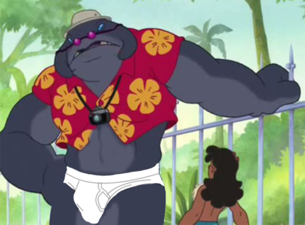 alien beastofheart bulge dark-skinned_female dark_skin disney edit female gantu lilo_and_stitch male male_focus muscles screencap screenshot screenshot_edit underwear white_underwear