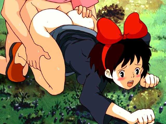 2007 all_fours bow clothing dolce_(circle) dress female kiki kiki's_delivery_service male medium_breasts open_mouth outdoors sex studio_ghibli tagme