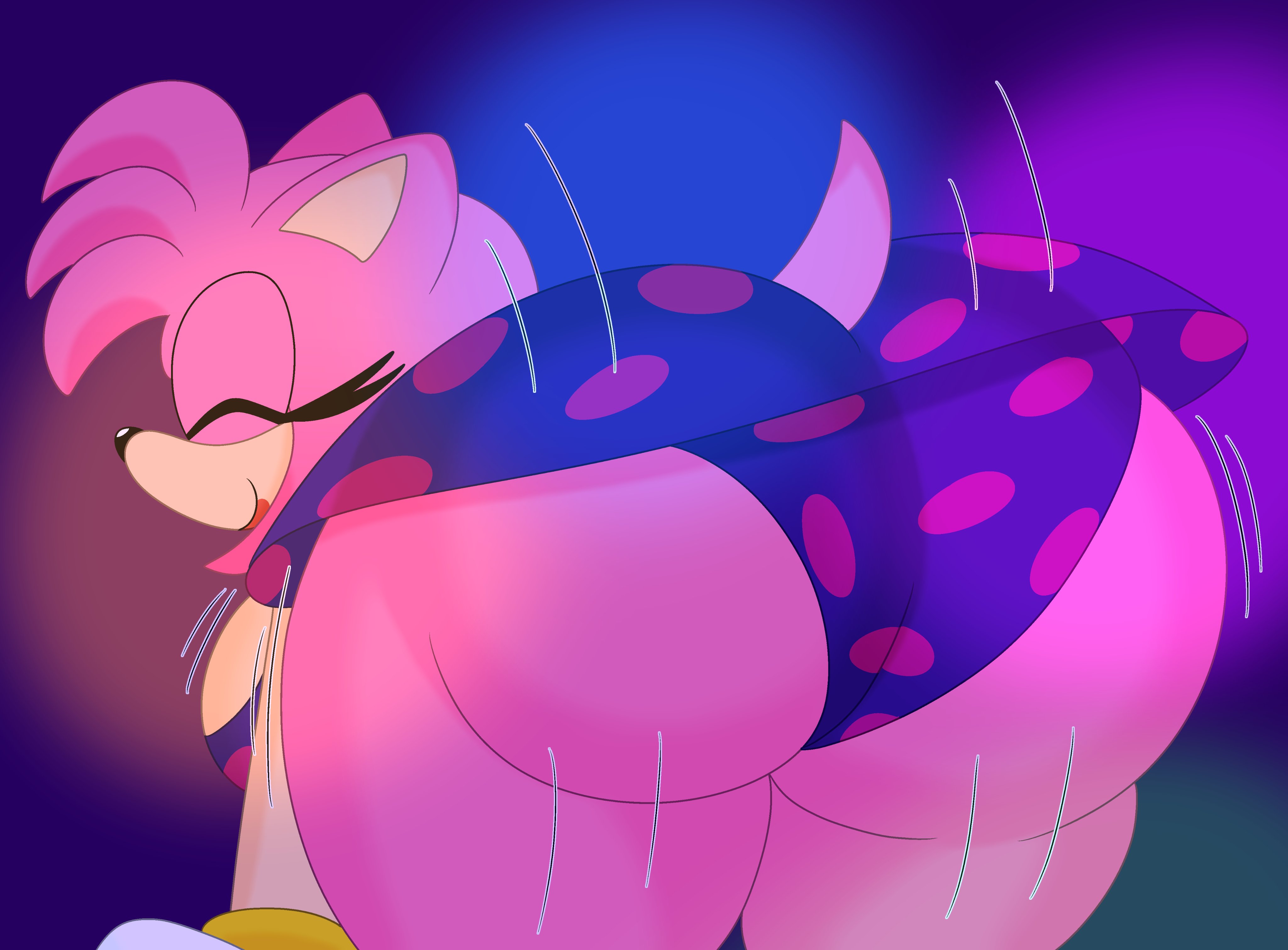 1girls, 3barts, amy rose, anthro, ass, ass focus, ass shake, bent over, big ass, big breasts, bouncing ass, breasts, bubble ass, bubble butt, closed eyes, clothing, dancing, dress, fat ass, female, female only, hedgehog, huge ass, lipstick, panties, pink hair, pink skin, polka dot, polka dot dress, polka dot panties, smile, solo, sonic (series), thick thighs, twerking, wide hips