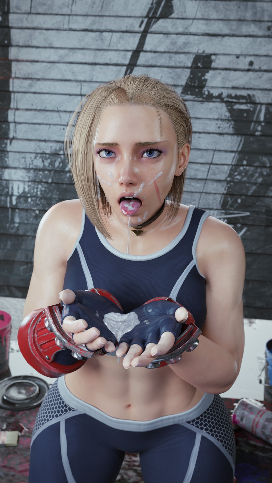 3d 3d_(artwork) 3d_model abs after_facial after_fellatio after_oral after_sex athletic_female begging begging_for_more begging_pose black_choker blonde_female blonde_hair blonde_hair_female blue_eyes bluelight bob_cut cammy_white capcom chocker clothed clothed_female cum_covered cum_drip cum_dripping_down_chin cum_dripping_on_face cum_on_face cum_on_hands cum_on_tongue eyelashes facial facial_scar fit_female gauntlets hands_together kneeling kneeling_female kneeling_oral_position knuckles light-skinned_female male_pov pov pov_eye_contact scar short_hair solo solo_female solo_focus sports_bra sports_shorts sports_uniform sportswear stomach street_fighter street_fighter_6 street_fighter_v surprised tagme tongue_out tummy