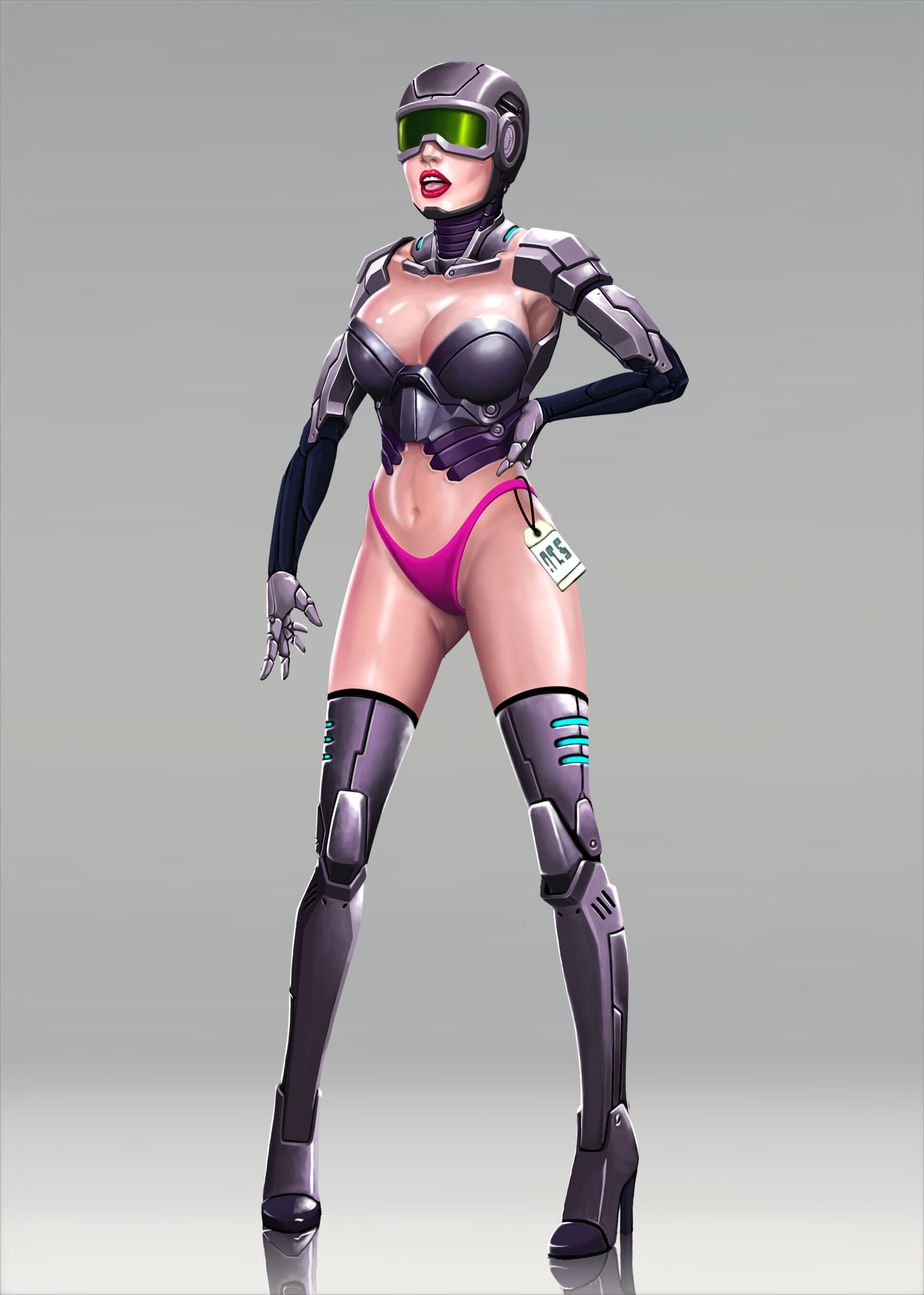 built-in high heels, cleavage, female, female only, gwendolyn (rick and morty), gynoid, high heels, rick and morty, robot, sex bot, sex doll, sex robot, skimpy, skimpy clothes, thong