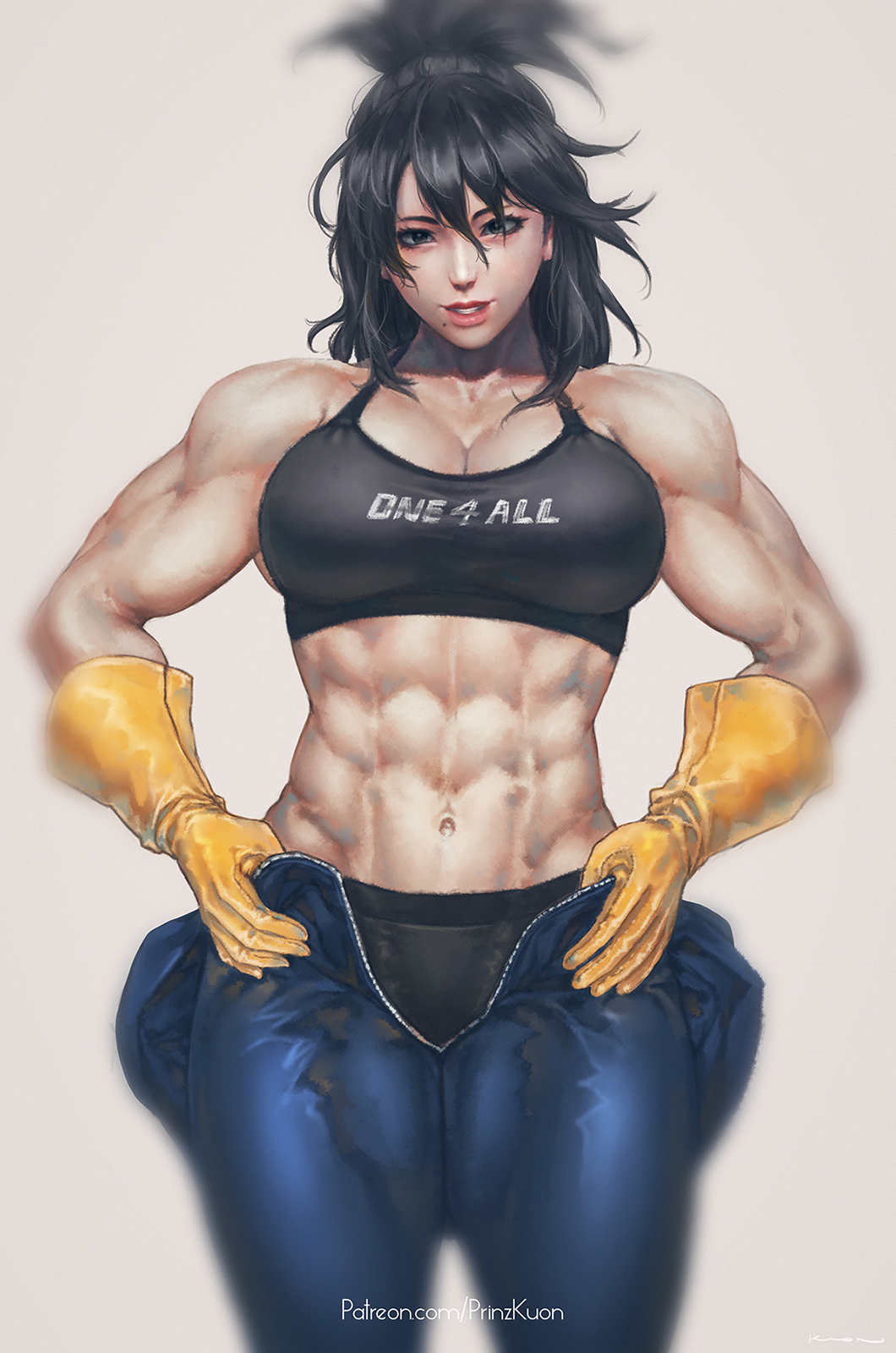 1girls, abs, breasts, cleavage, female, female only, muscles, muscular, muscular female, my hero academia, nana shimura, prinzkuon, solo
