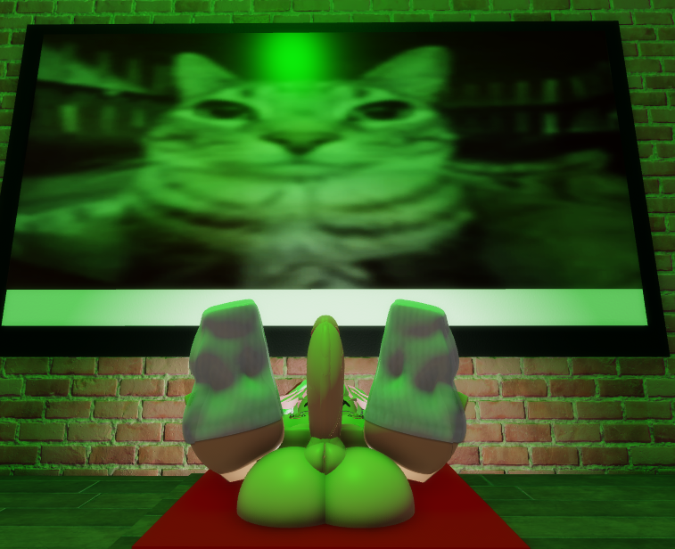 1boy 3d artist_request ass balls big_penis catboy domestic_cat femboy flat_screen_tv flatscreen gay male penis pink_hair roblox robloxian source_request tagme thighhighs