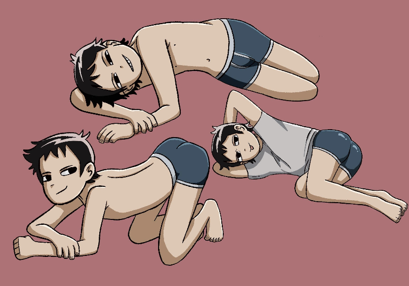 ass, big ass, black hair, clothed, clothing, gay male, male, male only, scott pilgrim, smug, solo, solo male, tagme, tongue, tongue out, underwear, wallace wells