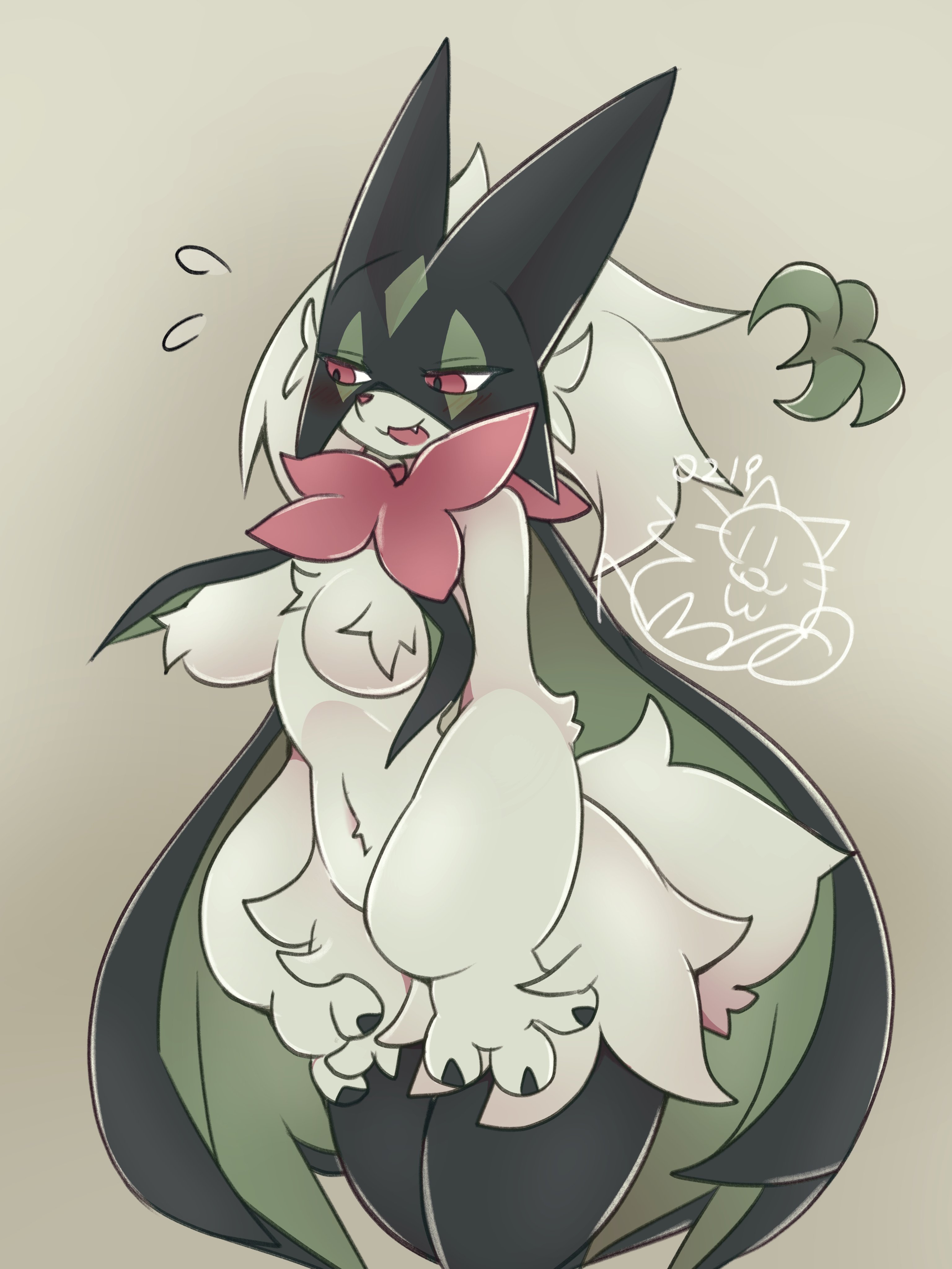 big breasts, breasts, female, furry, meowscarada, nyaswitchnya, pokémon (species), pokemon, pokemon (species), pokemon sv, thick thighs, wide hips