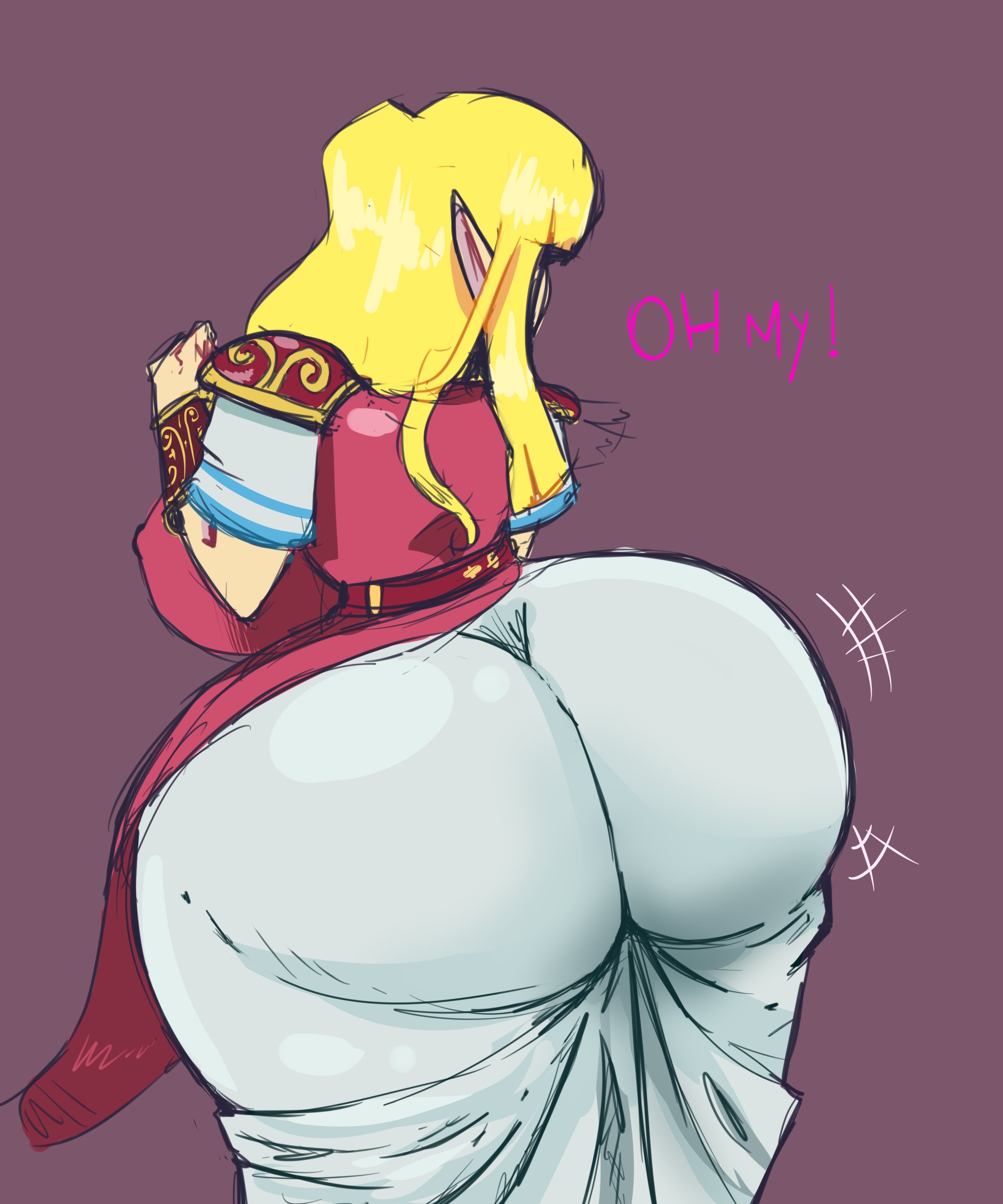 a link between worlds, ass, ass focus, ass in dress, backboob, big ass, big butt, blonde hair, bottom heavy, breasts, bubble ass, bubble butt, fat ass, fat butt, female, female only, hime cut, huge ass, huge butt, large ass, large butt, long ass, long ears, long hair, motion lines, nintendo, o'n3il, pointy ears, presenting hindquarters, princess zelda, rear view, shiny hair, shoulder armor, shoulder pads, sidelocks, super smash bros., super smash bros. ultimate, the legend of zelda, thick ass, thick legs, thick thighs, thong, vambraces, voluptuous, wardrobe malfunction, wide hips, yellow hair, zelda (a link between worlds)