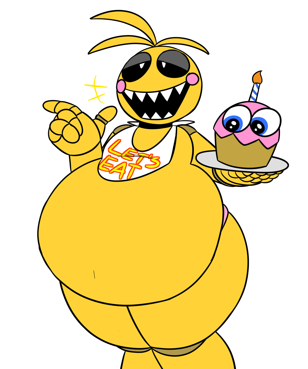 1girls animatronic animatronic_female awesomesir big_belly chicken chicken_girl fat fat_female female five_nights_at_freddy's five_nights_at_freddy's_2 obese obese_female robot robot_girl scottgames toy_chica_(fnaf)