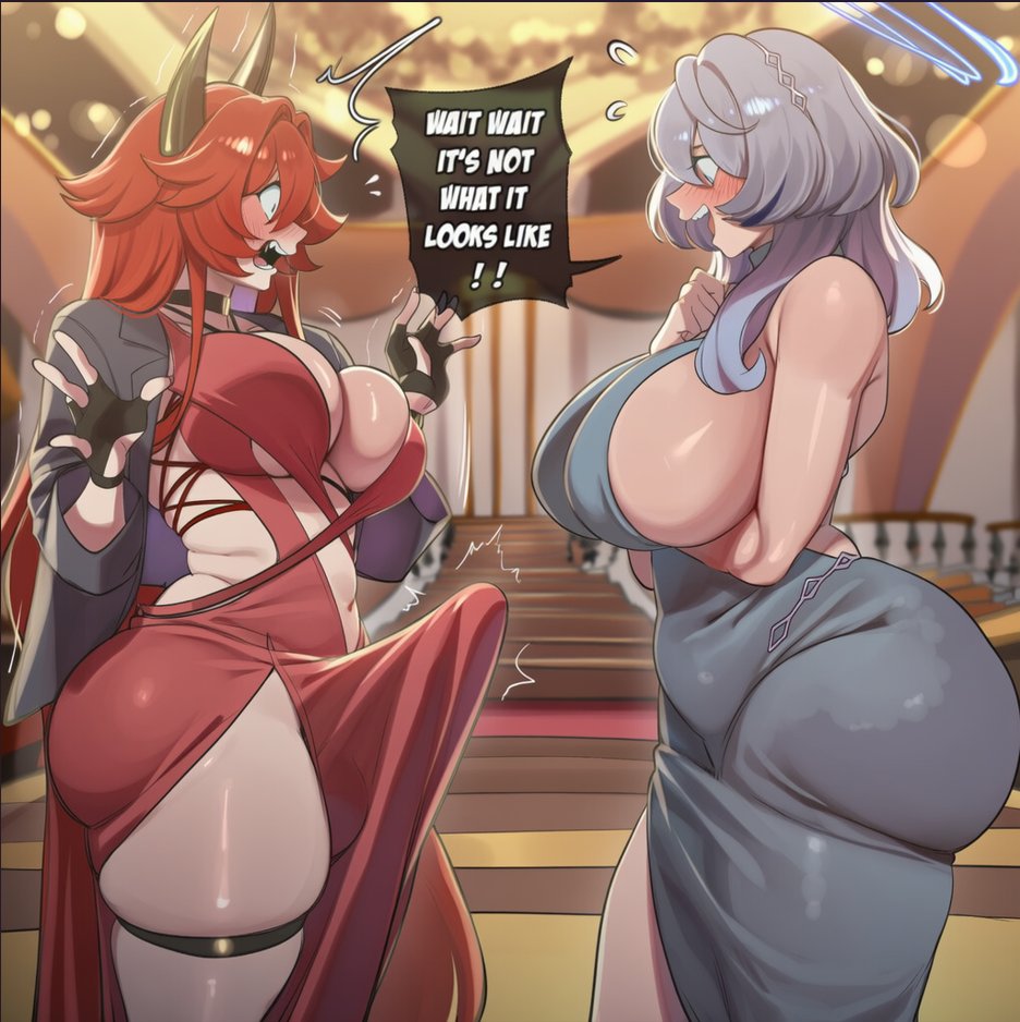1futa, ai generated, ako (blue archive), blue archive, female, futa on female, futa with female, futanari, goddess of victory: nikke, intersex, lovelyzen, red hood (nikke)