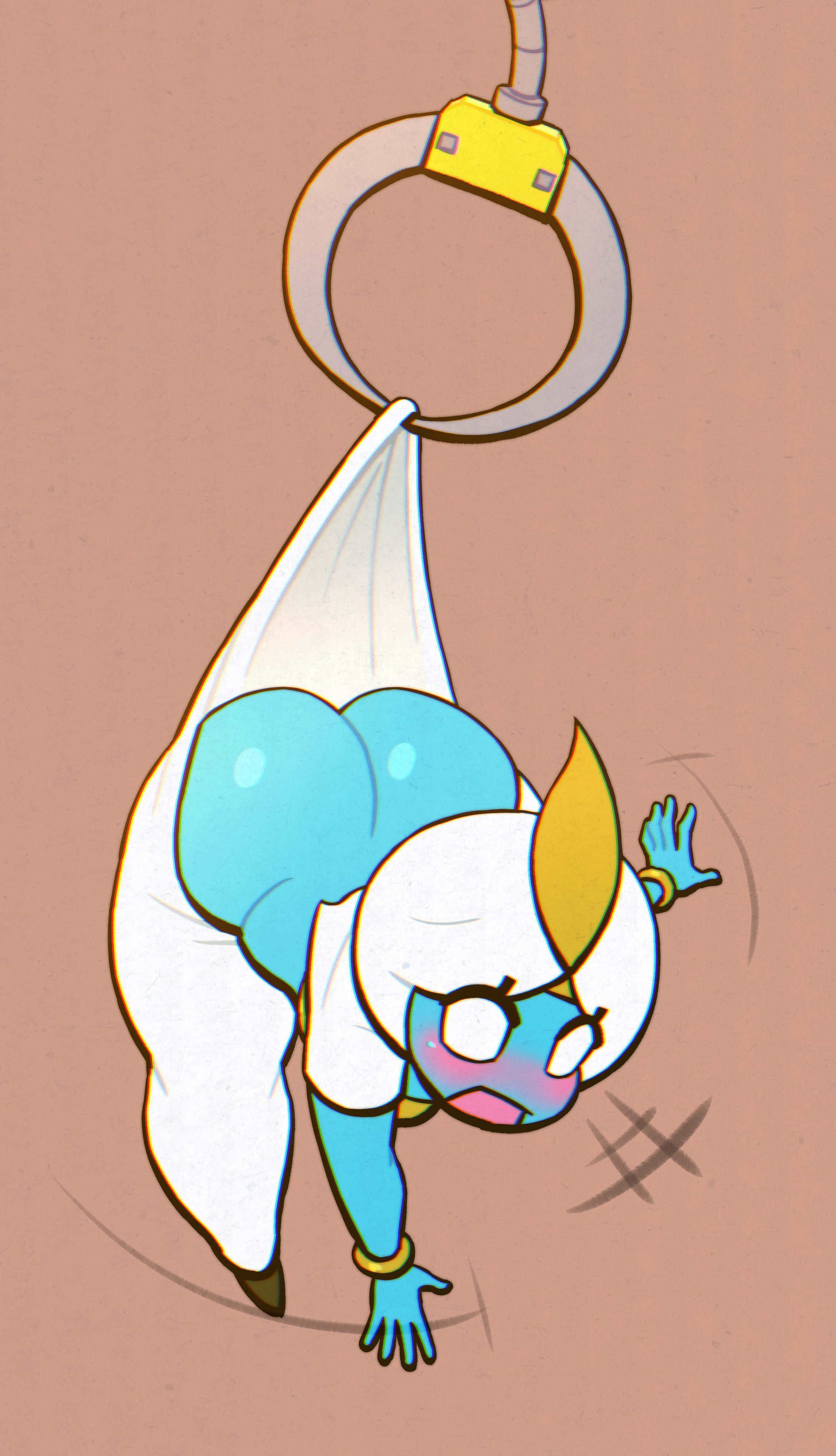ankh (character), ankh (part time ufo), ass, big ass, big breasts, big butt, blue skin, breasts, female, jobski, lovetopullmicke, nintendo, pants pull, part 2, part of a set, part time ufo, thick thighs, wedgie