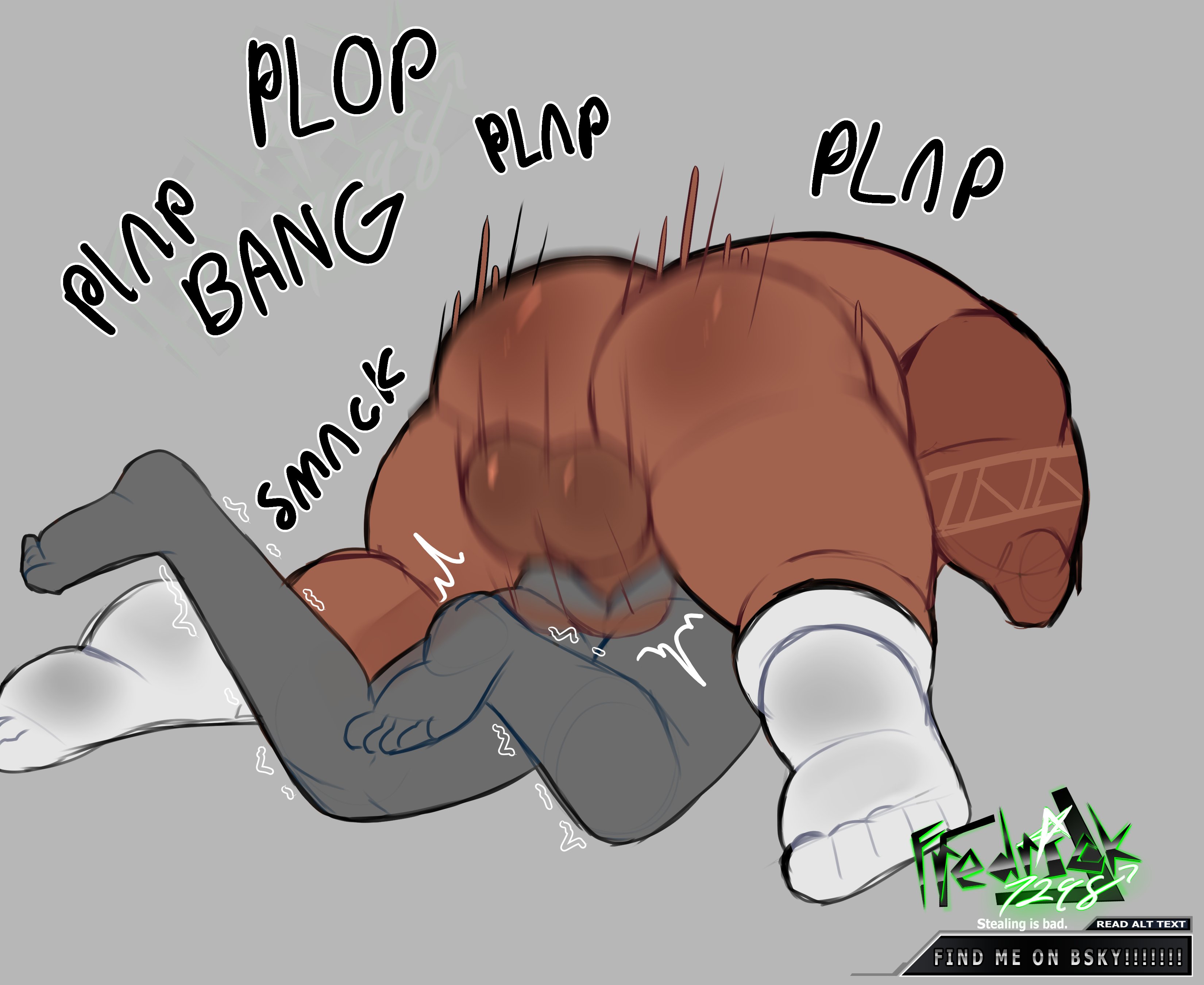 anon, back view, backshots, bara, bara ass, big dom small sub, fat, fat ass, fat butt, fat male, fredrick7298, gay, jin (synth v), male, small sub big dom, socks, socks only, synthesizer v, tagme, yaoi