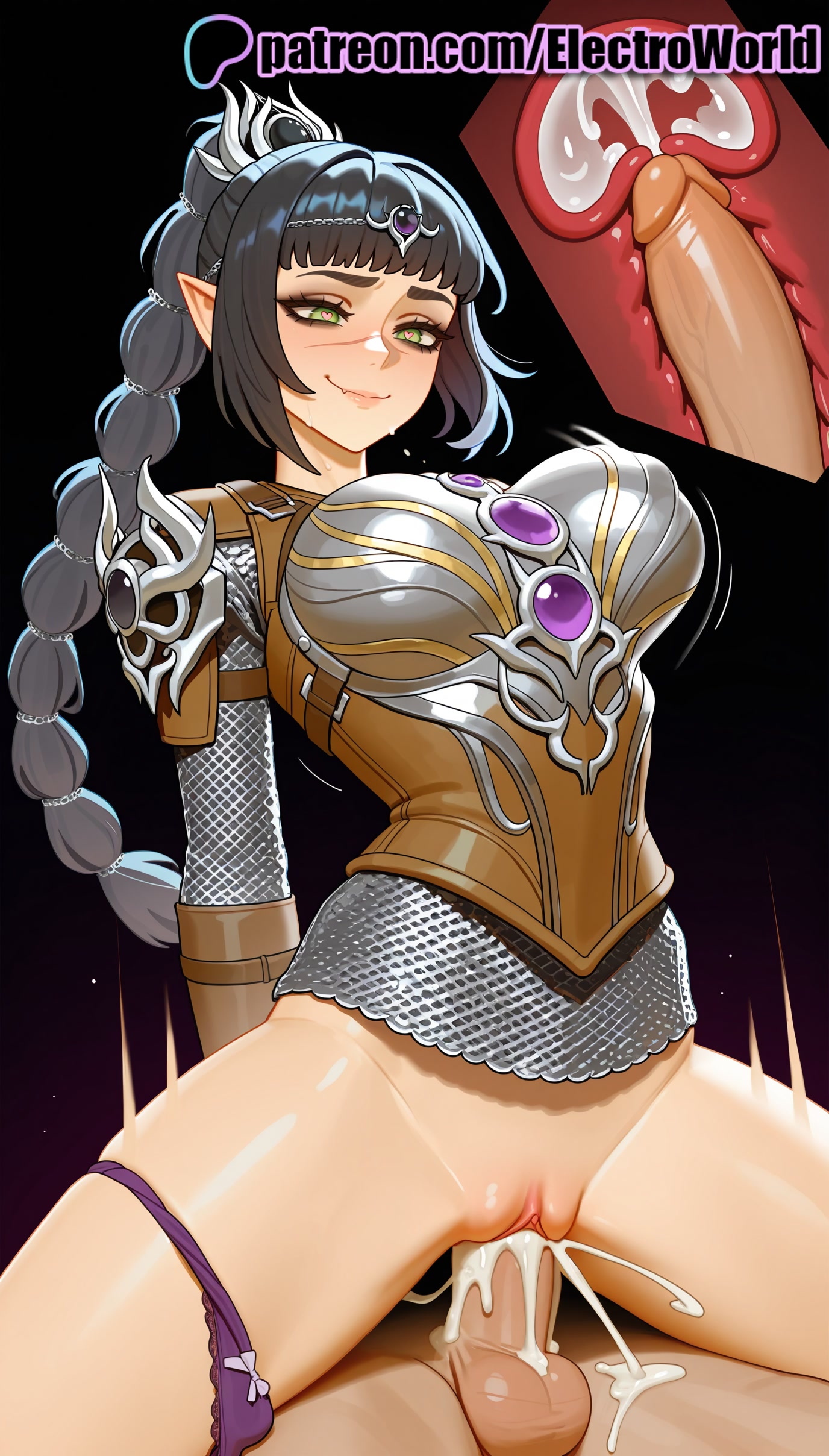 1boy, 1girls, 2025, ai generated, artist name, ass, baldur's gate 3, balls, black hair, braid, breasts, bust, cervix, chest, clit, clitoral hood, clitoris, clothed sex, cock, cross section, cum, cum in ass, cum in pussy, deep penetration, dick, ejaculation, electroworld, excessive cum, exposed clitoris, exposed pussy, female, fucking, green eyes, hi res, high quality, high resolution, highres, intercourse, internal cumshot, juicy pussy, long hair, love making, male, orgasm, overflow, ovum, panties, panties around one leg, patreon, patreon username, penetration, penis, pointy ears, pussy, sex, sexual intercourse, shadowheart, solo focus, sperm cell, stable diffusion, straight, testicles, tight pussy, uncensored, underwear, uterus, vagina, vaginal penetration, watermark, x-ray