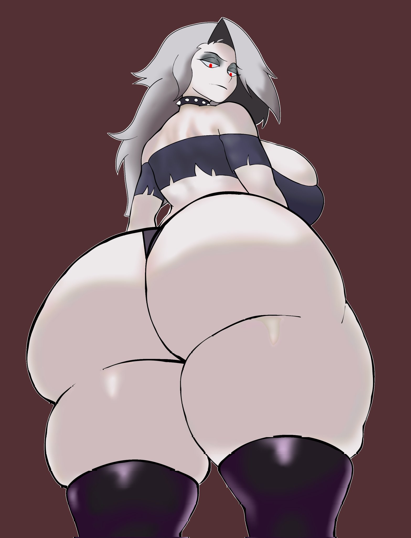 ass, big ass, big breasts, breasts, fat ass, female, female only, helluva boss, honklion, huge ass, human, human loona, large ass, large breasts, looking down, loona (helluva boss), massive ass, red eyes, thick thighs, voluptuous