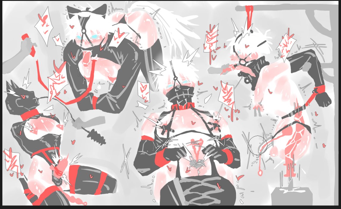 bondage, chastity cage, gay, huifaysong, jujutsu kaisen, male, male focus, male only, restrained, satoru gojo, sex toy, sex toy in ass, yaoi