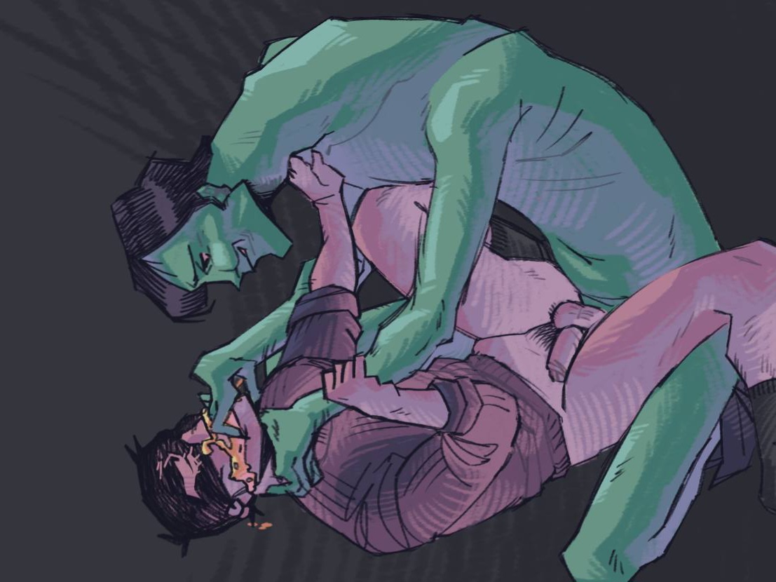 2boys, anal, emetophilia, hidden face, no, i'm not a human, only one naked, pale visitor, protagonist (no, i'm not a human), vomit, yaoi