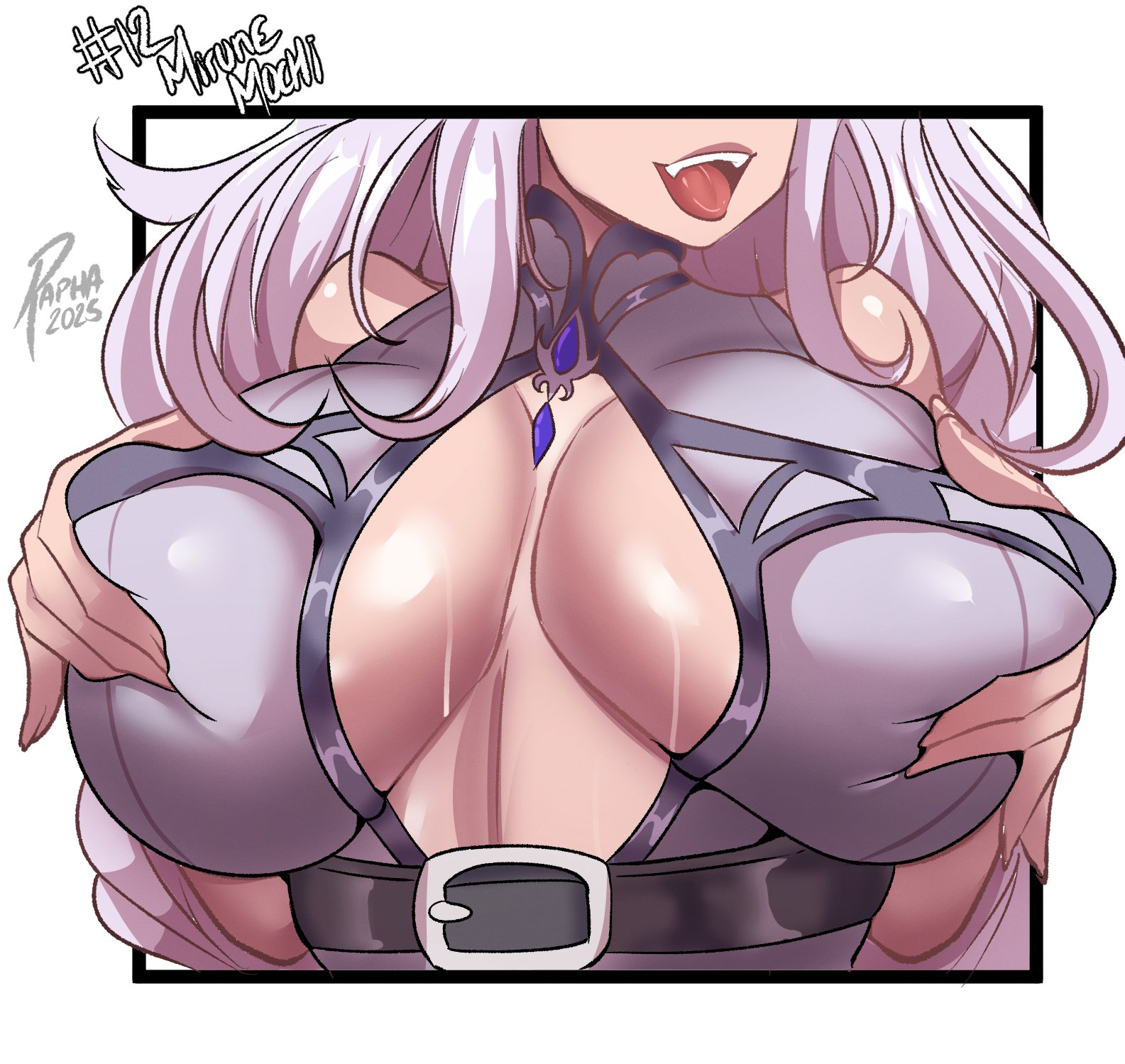 1girls, cleavage, clothed, clothing, female, female only, large breasts, light skin, light-skinned female, mirune mochi, raphaeru, solo, virtual youtuber