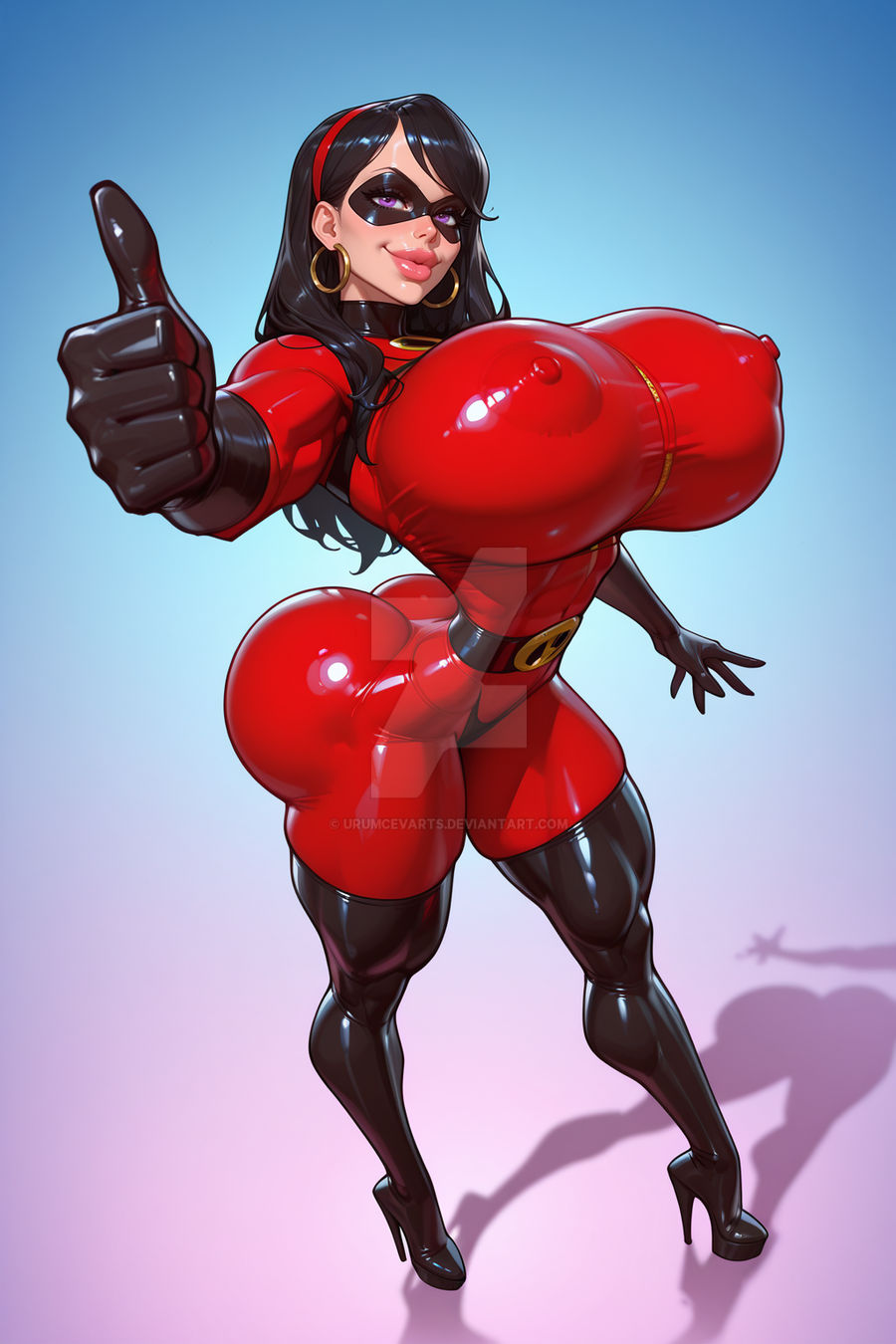 1girls, aged up, ai generated, ass bigger than head, big ass, big breasts, big thighs, bimbo, breasts, breasts bigger than head, bubble ass, bubble butt, costume, curvaceous, curvy, curvy figure, dark hair, digital media (artwork), disney, female, fuck me boots, high heel boots, high heels, hips, hourglass figure, huge ass, huge breasts, huge thighs, large ass, large breasts, large thighs, latex, legs, light skin, light-skinned female, mask, masked female, mature, mature female, pixar, round ass, slim waist, superhero, superhero costume, superheroine, superheroine costume, the incredibles, thick, thick hips, thick legs, thick thighs, thighs, thighs bigger than head, urumcevarts, violet parr, voluptuous, waist, wide hips, wide thighs