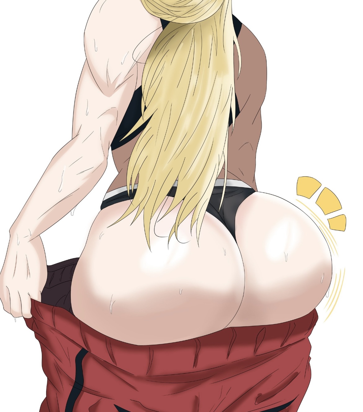1girls, ass, ass cheeks, ass focus, ass jiggle, ass shake, back muscles, back view, big ass, blonde female, blonde hair, blonde-haired female, booty, breedable hips, curves, curvy, darkmonday21, fat ass, fat butt, female, female only, fit, fit female, gigantic ass, gym, gym clothes, huge ass, jujutsu kaisen, long hair, mesmerizing ass, muscular arms, muscular ass, muscular female, no visible face, pale skin, pale-skinned female, pants down, pants pull, pawg build, pulling down pants, round ass, round butt, sexy, sexy body, sexy female, solo, solo female, sports bra, sports panties, sportswear, strong, strong female, tiny waist, yuki tsukumo