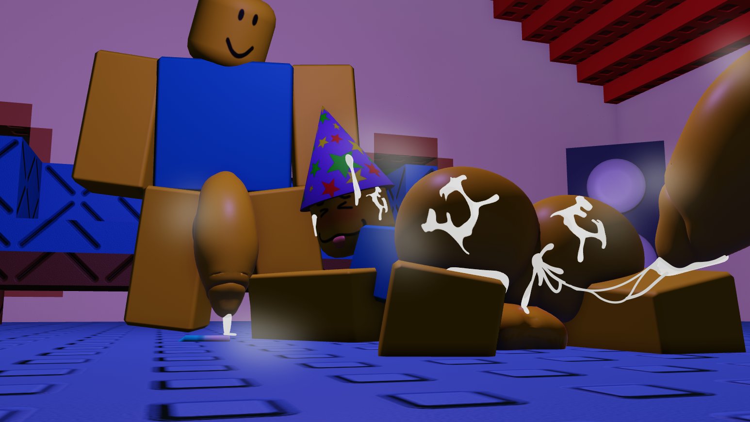 2025, 3boys, 3d, after anal, after sex, ass, big ass, big butt, big penis, blush, bodily fluids, bottom heavy, cock, cum, cum in ass, cum inside, cum on body, cum string, flaccid, handjob, humanoid genitalia, humanoid penis, male, male only, male/male, male/male/male, musk, musk clouds, musky, musky cock, noob, noob (roblox), partynoob (regretevator), penis, poob (regretevator), regretevator, roblox, roblox game, robloxian, semen, semen on body, tagme, tongue, tongue out, yaoi, zoowywoo