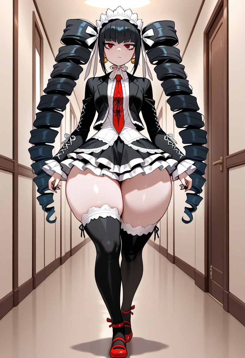 1girls ai_generated akumai big_ass black_hair breasts celestia_ludenberg danganronpa danganronpa:_trigger_happy_havoc huge_ass red_eyes tagme thick_thighs thighs twintails