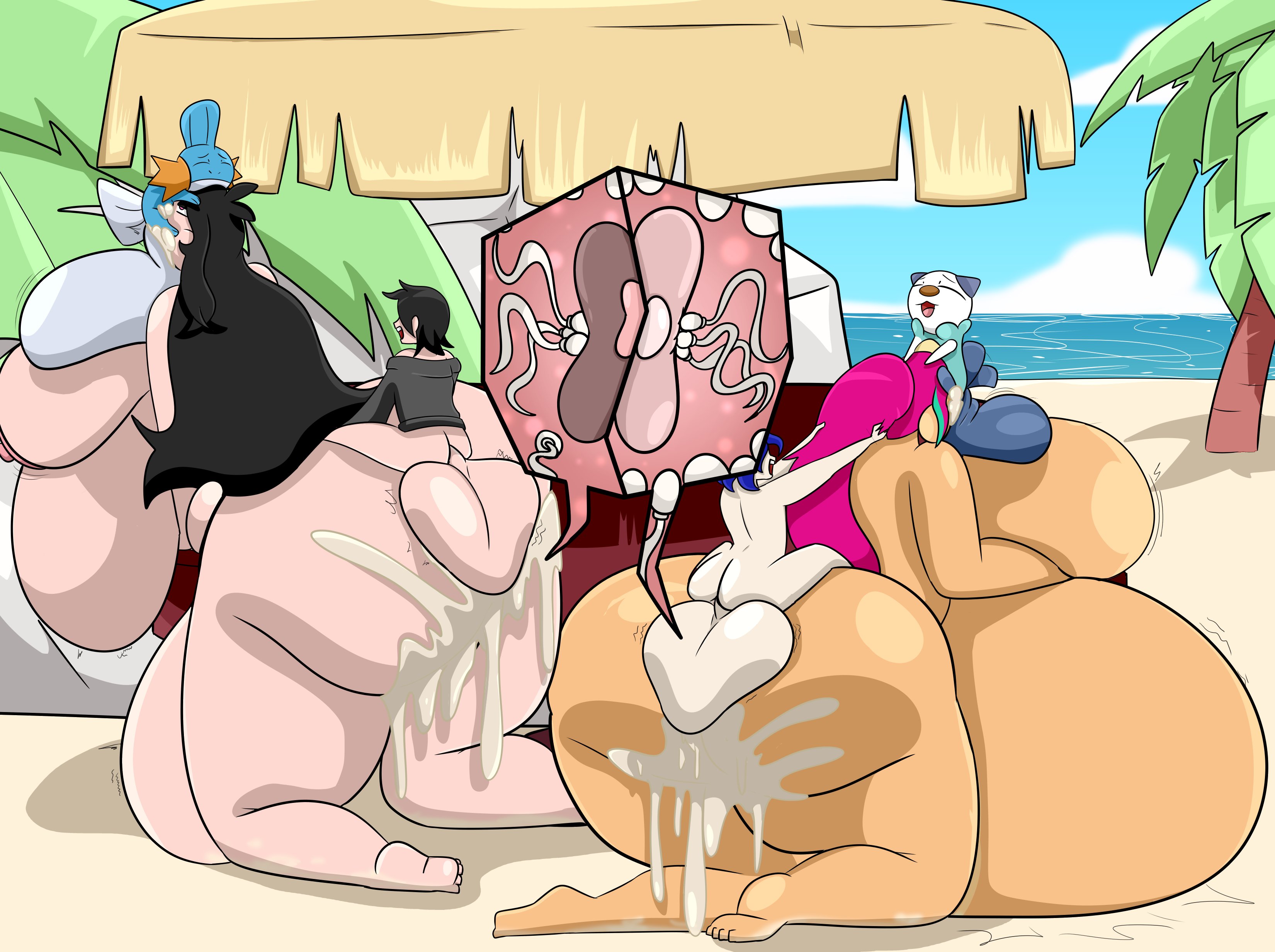balls, balls clench, beach, cum in mouth, cumflation, deepthroat, impregnation, inflation, kyle5021, male, mudkip, oshawott, pokemon, small but hung, tagme, testicles, testicles clench