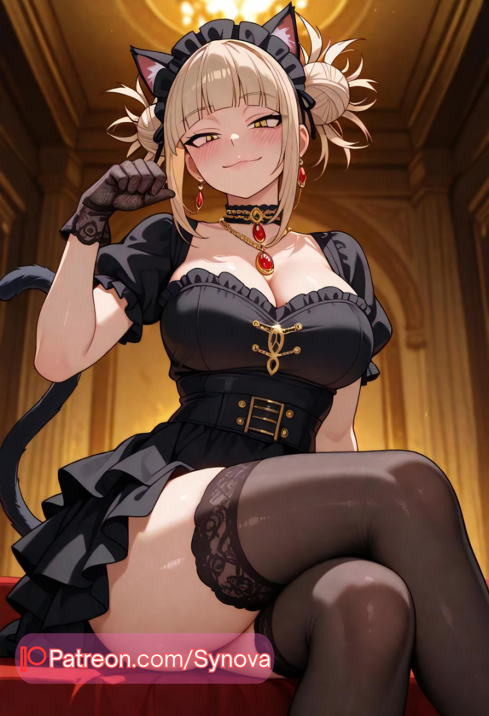 ai generated, ass, big ass, big breasts, boku no hero academia, breasts, cat ears, cat girl, cat tail, catgirl, female, himiko toga, my hero academia, ryuuziken01, toga himiko